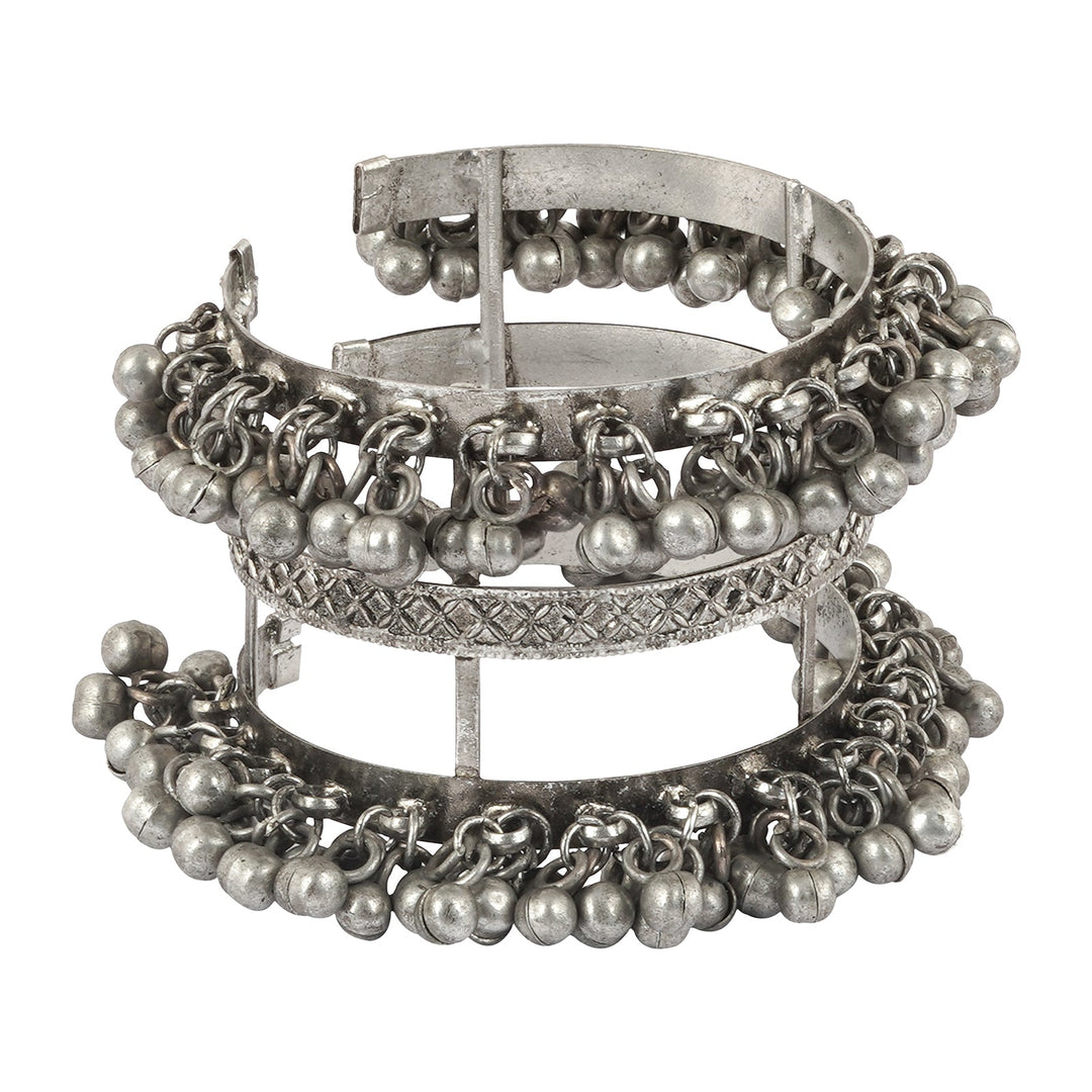 Teejh Sajal Silver Oxidised Ghungroo Bracelet