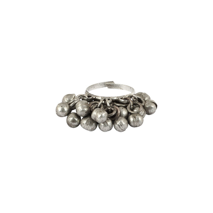Teejh Naznin Silver Oxidised Ghungroo Ring