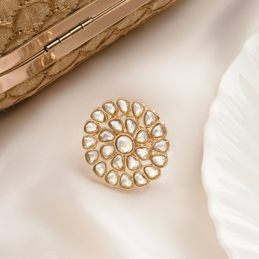 Teejh Raagini Pearl and Polki Ring