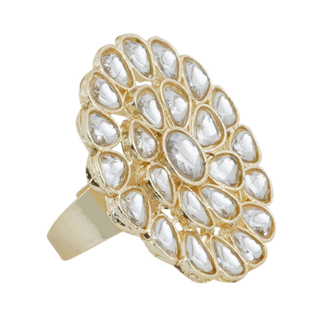Teejh Raagini Pearl and Polki Ring