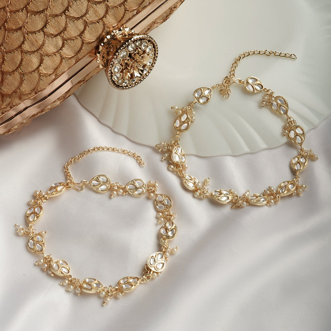 Teejh Mairaa Pearl and Polki Anklet