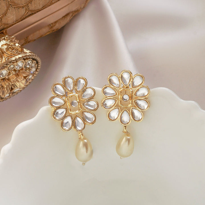 Teejh Grisha Pearl and Polki Earring