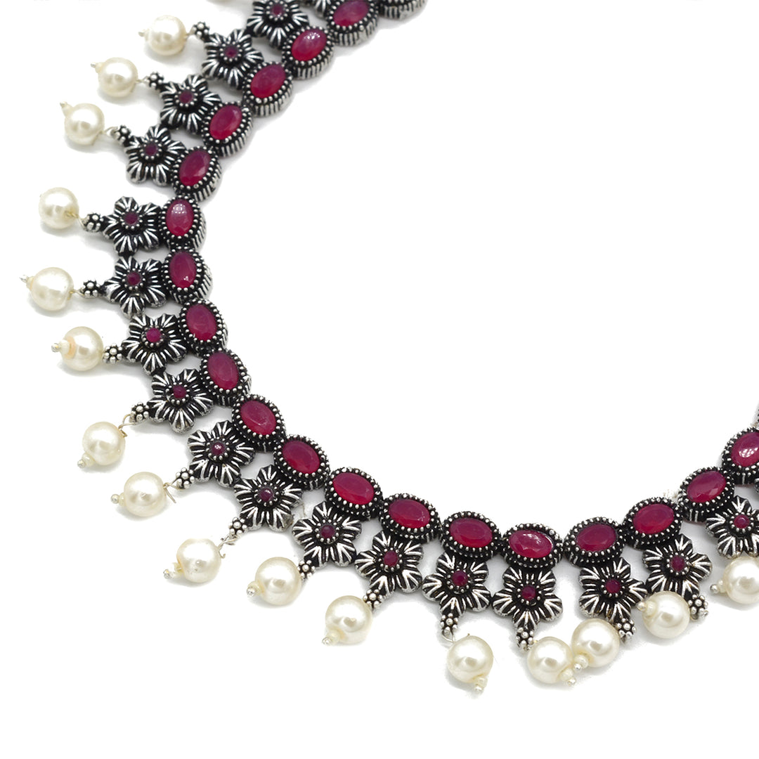 Rima Pink Silver Oxidized Jewelry Gift Set - Joker & Witch