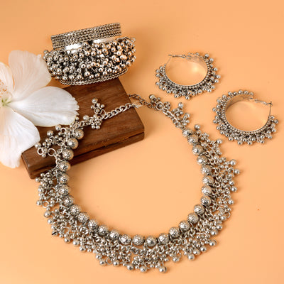 Amisha Silver Oxidized Ghungroo Jewelry Gift Set - Joker & Witch