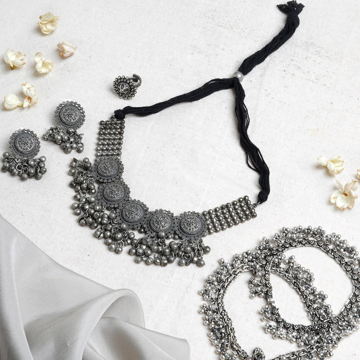 Teejh Srinaya Silver Oxidised Jewelry Gift Set