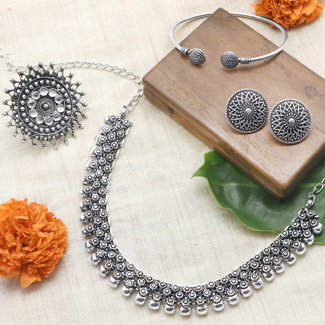 Teejh Riya Silver Oxidized Jewellery Gift Set - Teejh