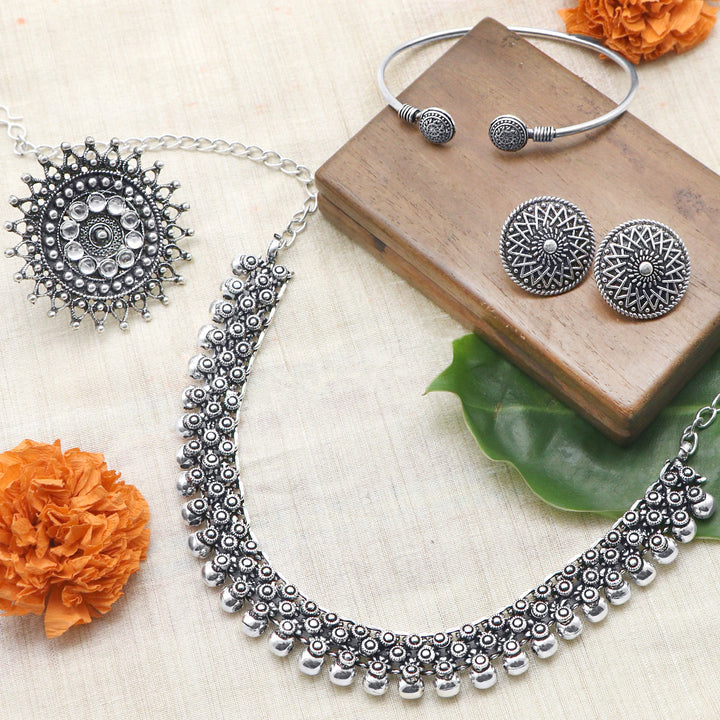 Teejh Riya Silver Oxidized Jewellery Gift Set - Teejh