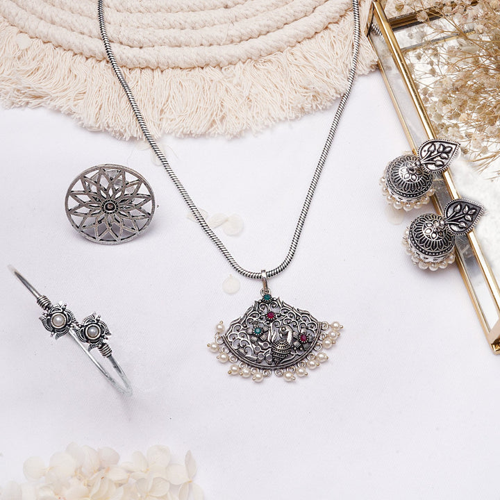 Teejh Oshee Silver Oxidised Jewelry Gift Set
