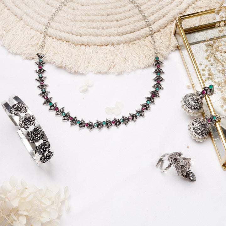 Teejh Margal Silver Oxidised Jewelry Gift Set