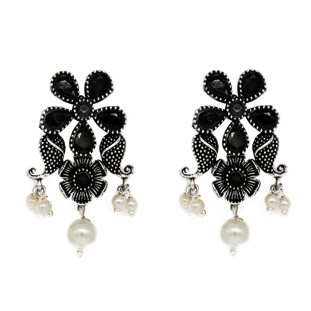 Teejh Zoya Black Stone Silver Oxidized Jewellery Gift Set - Joker & Witch