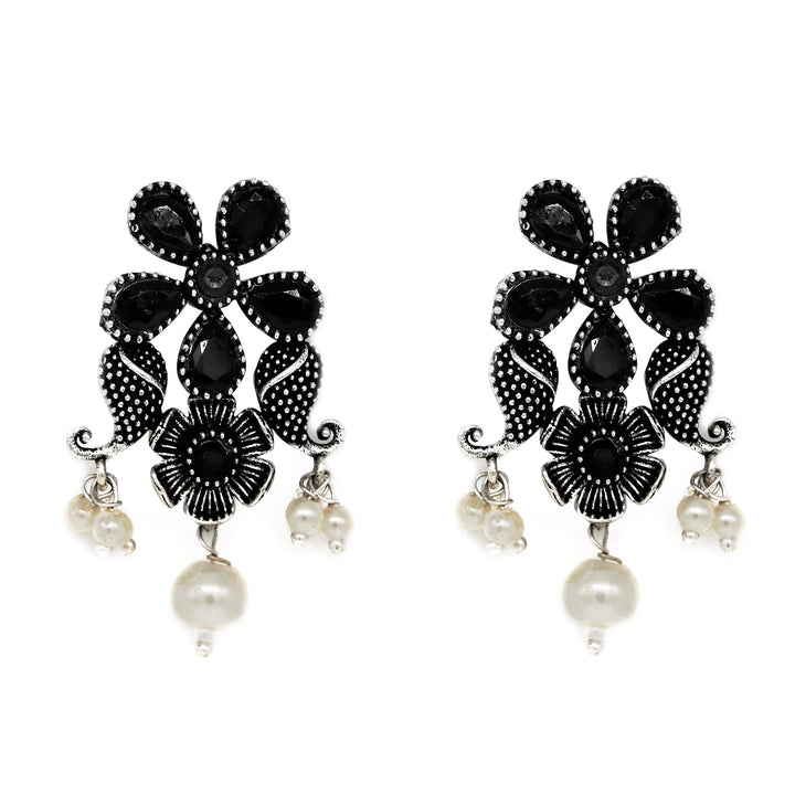 Teejh Zoya Black Stone Silver Oxidized Jewellery Gift Set - Joker & Witch