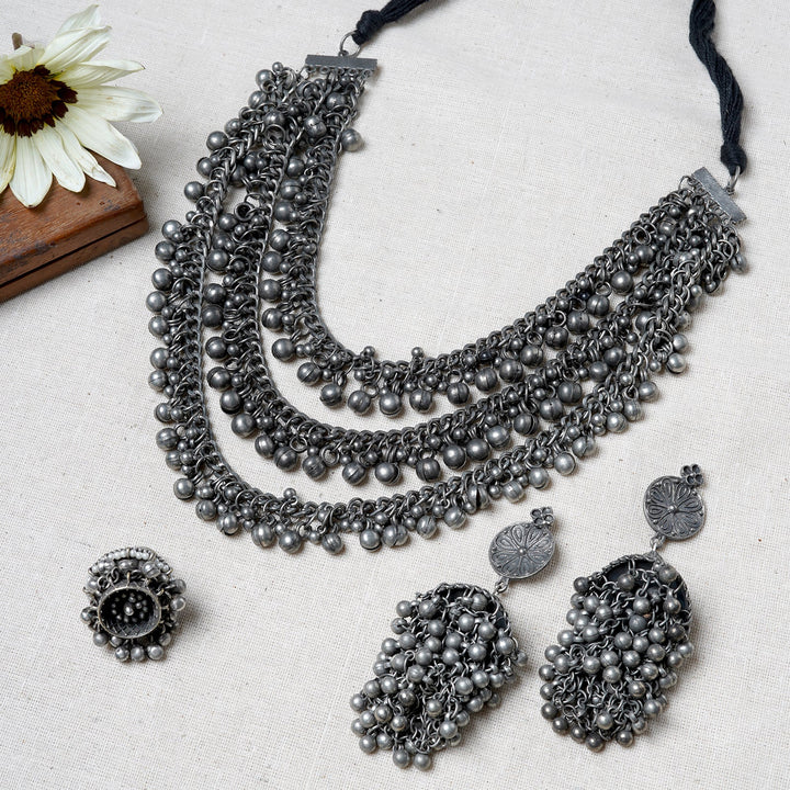 Teejh Lalitya Silver Oxidised Jewelry Gift Set