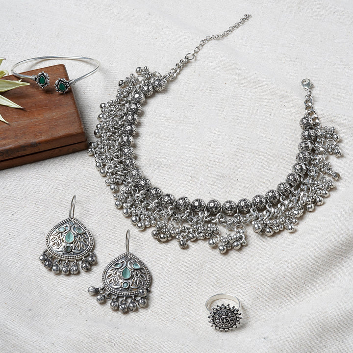 Teejh Sitar Silver Oxidised Jewelry Gift Set