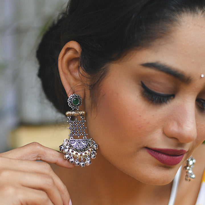Geometric Green Dual Tone Earrings - Joker & Witch