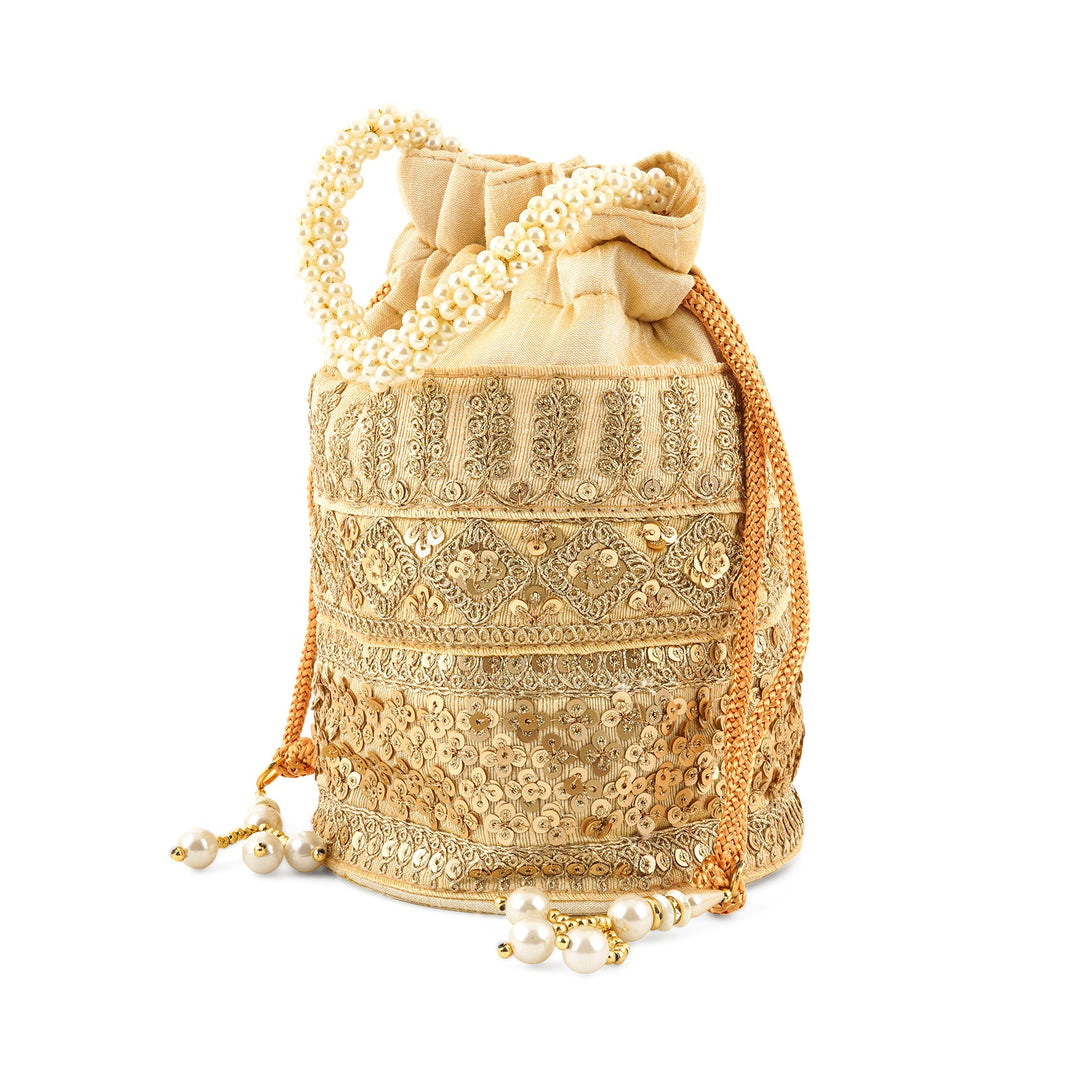 Royal Affair Bright Gold Embroidered Potli Bag