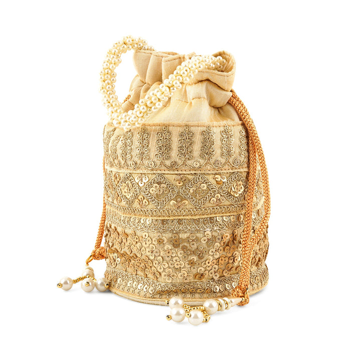 Royal Affair Bright Gold Embroidered Potli Bag