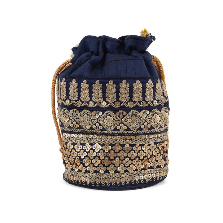 Wedding Bells Blue Embroidered Potli Bag