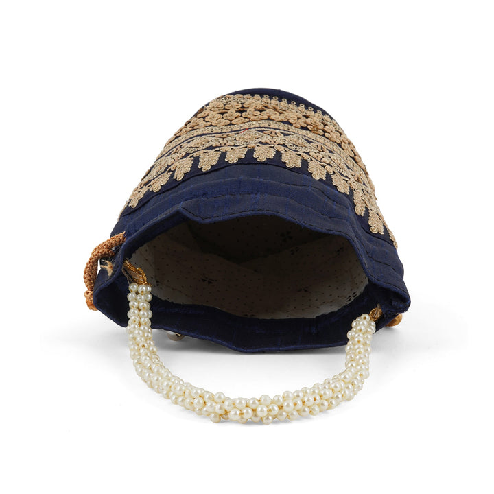 Wedding Bells Blue Embroidered Potli Bag