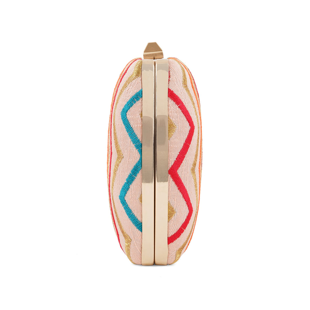 Satrangi Re Pink Embroidered Fabric Clutch