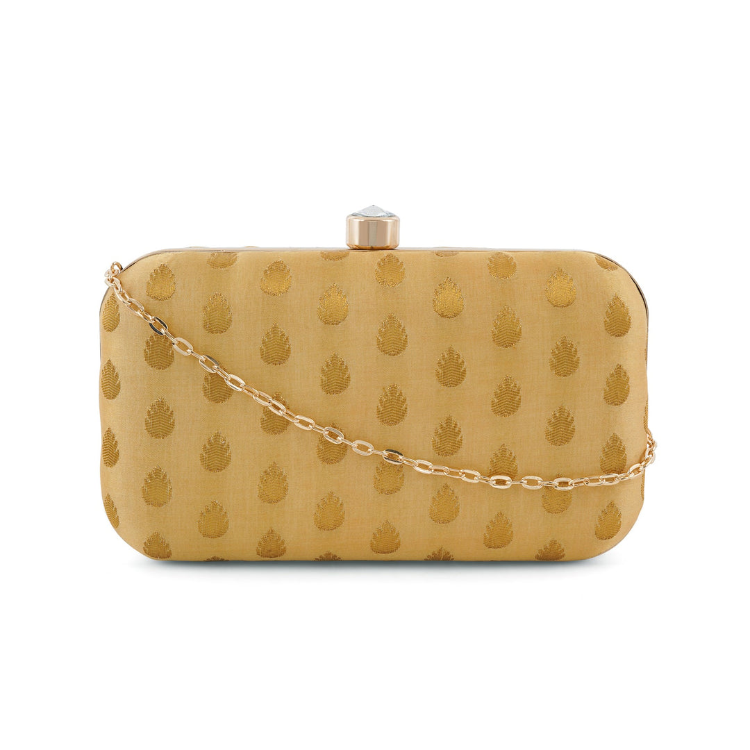 Heritage Hue Cream Brocade Fabric Clutch