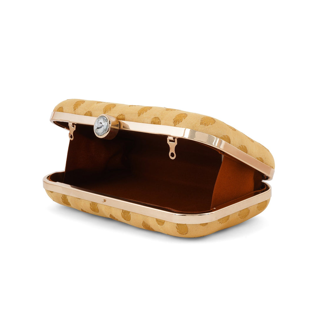 Heritage Hue Cream Brocade Fabric Clutch