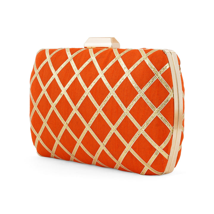 Crossing Paths Orange Fabric Clutch