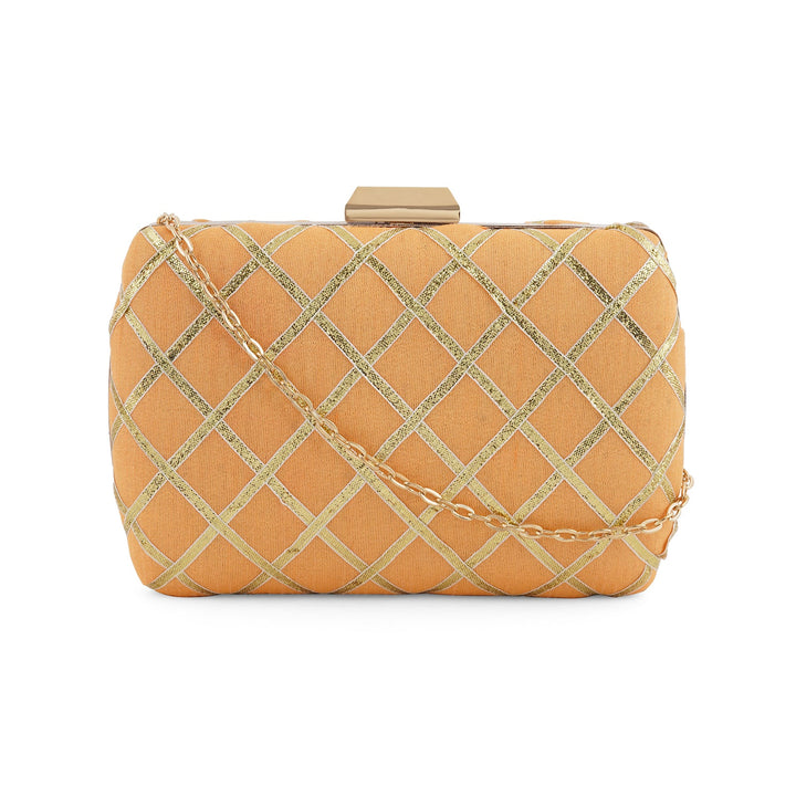 Crossing Paths Peach Fabric Clutch