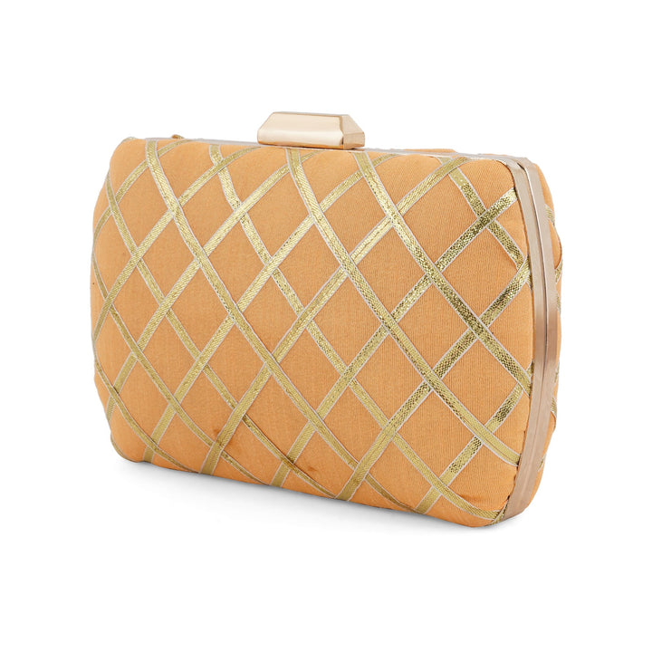Crossing Paths Peach Fabric Clutch