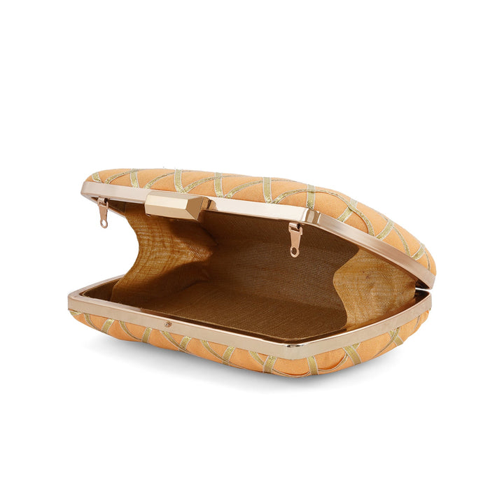 Crossing Paths Peach Fabric Clutch