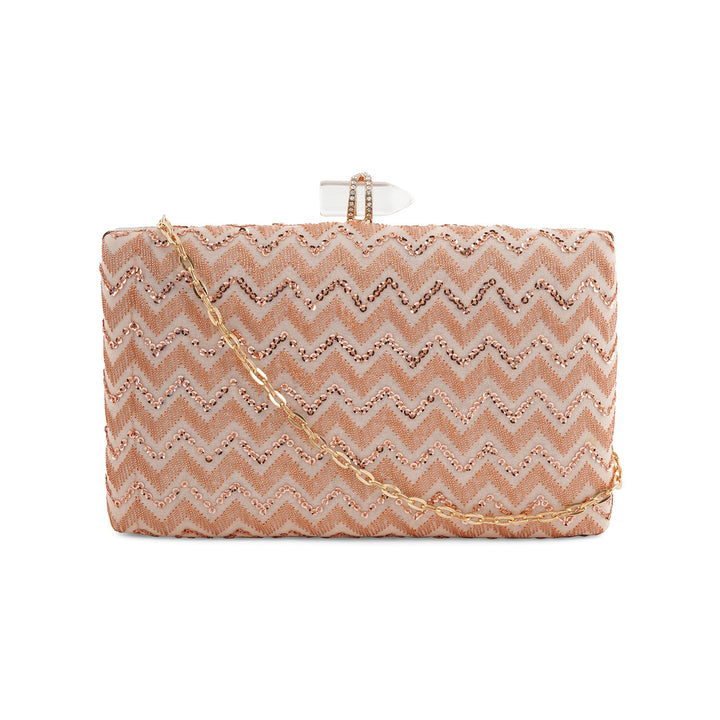 Party Wave Peach Sequin Embroidered Clutch
