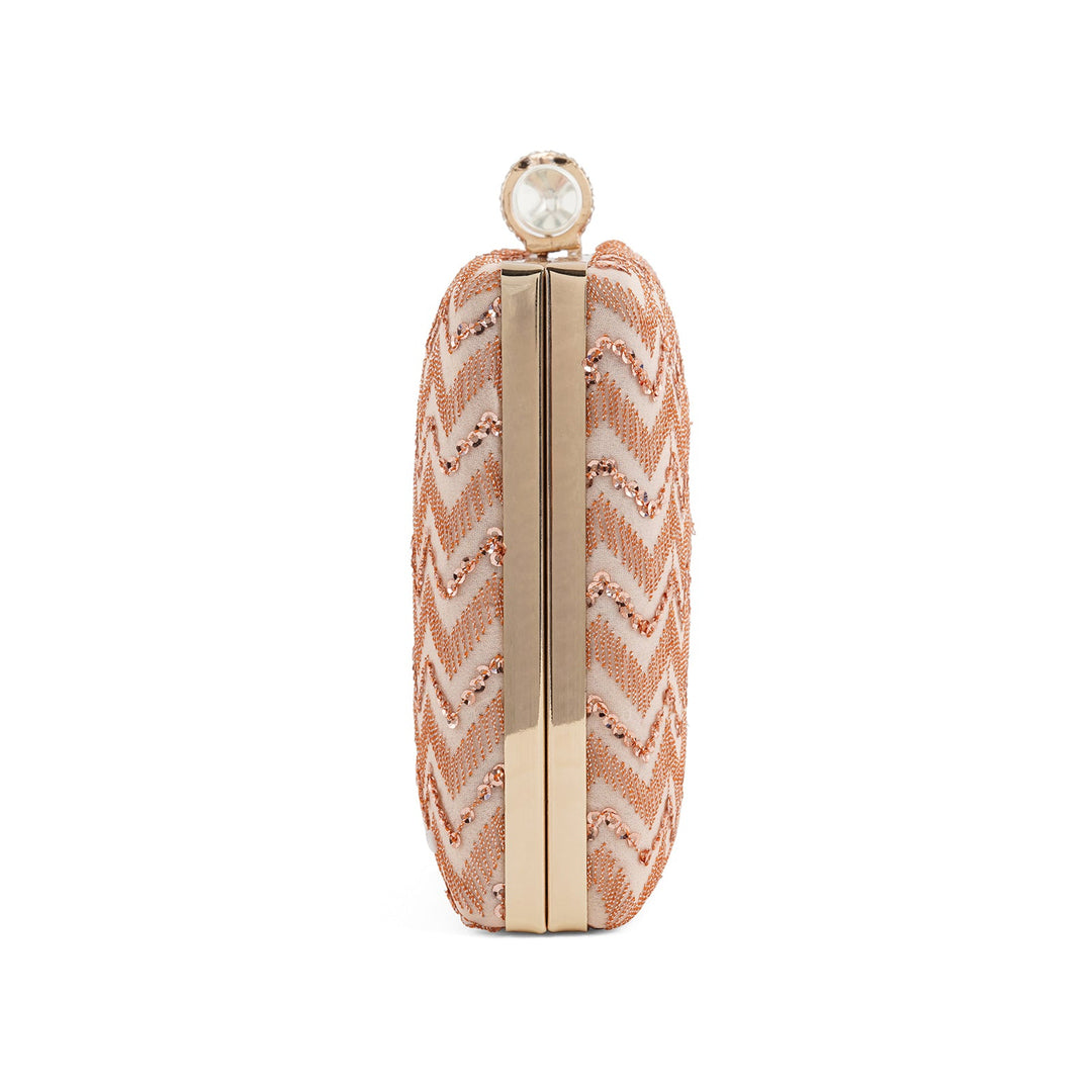 Party Wave Peach Sequin Embroidered Clutch