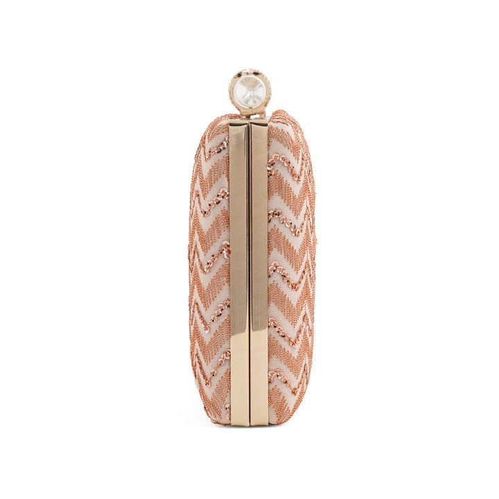 Party Wave Peach Sequin Embroidered Clutch