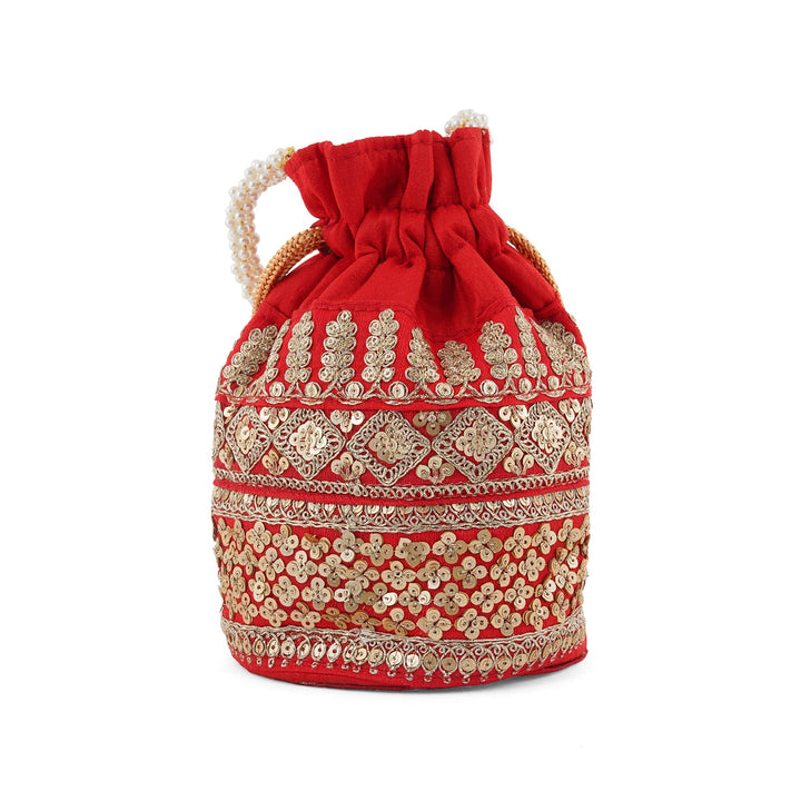 Royal Affair Flaming Red Embroidered Potli Bag