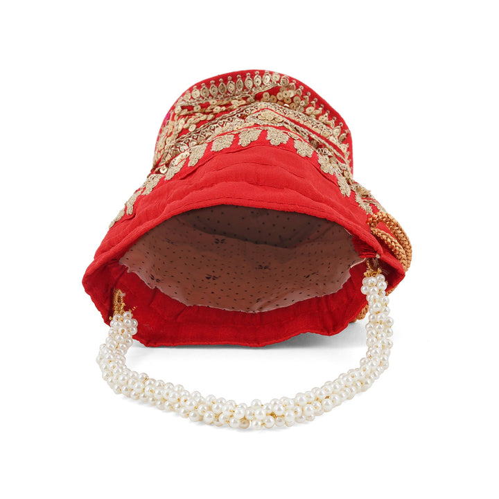 Royal Affair Flaming Red Embroidered Potli Bag