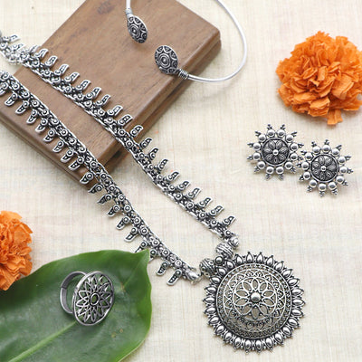 Teejh Neha Silver Oxidized Jewellery Gift Set - Teejh