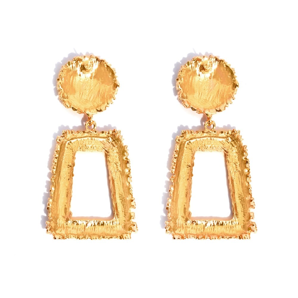 Crumbled Roses Metallic Gold Party Earrings - Joker & Witch