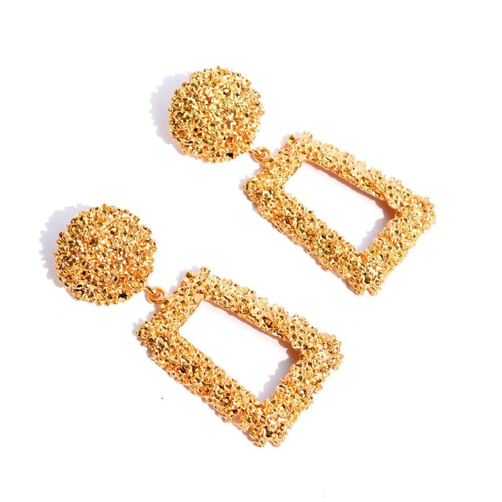 Crumbled Roses Metallic Gold Party Earrings - Joker & Witch