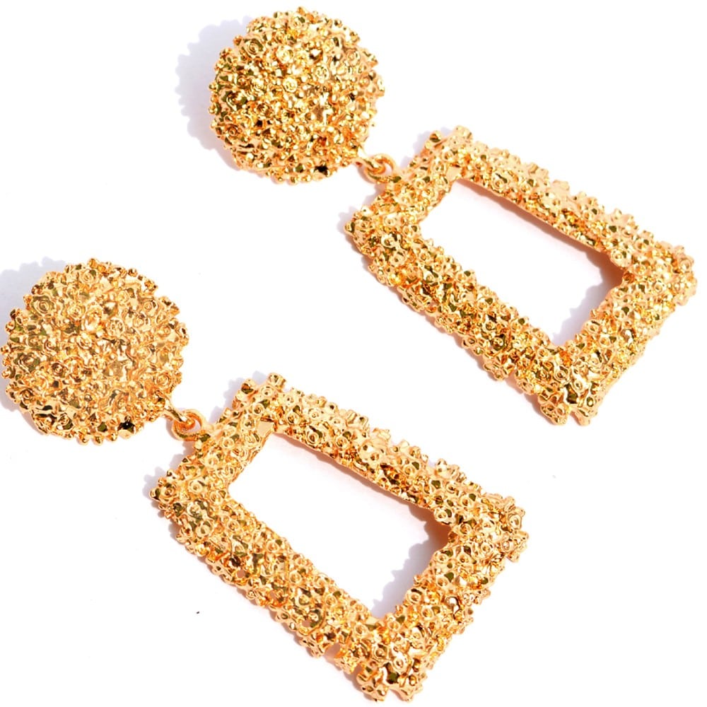 Crumbled Roses Metallic Gold Party Earrings - Joker & Witch