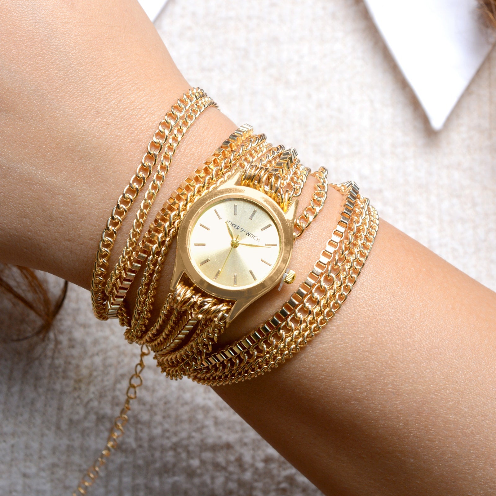916 Gold V Motif Watch Chain Bracelet - Orient Jewellers Singapore
